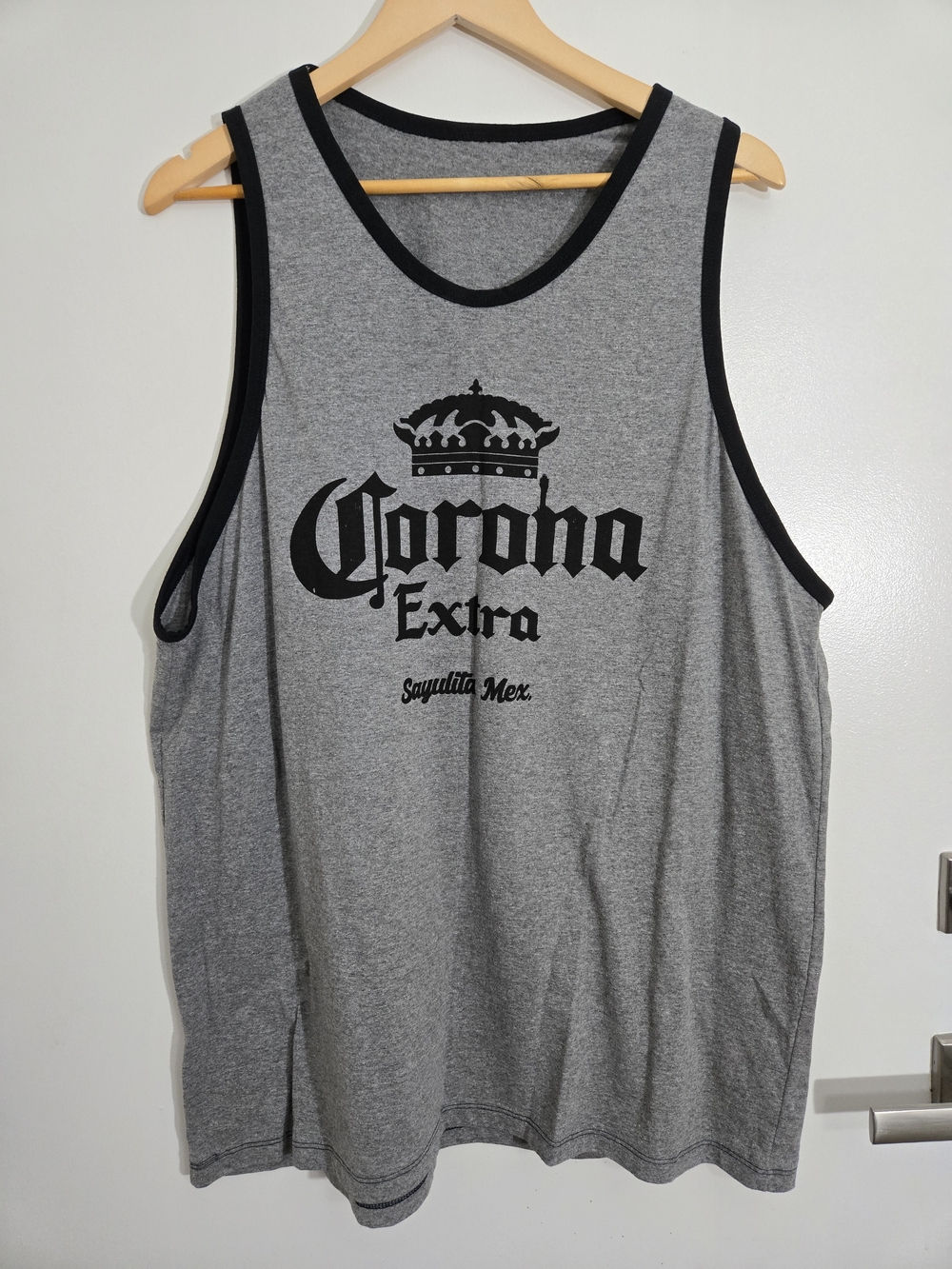 Corona Extra Sayulita Mexico Graphic Ringer Tank Top Grey Black